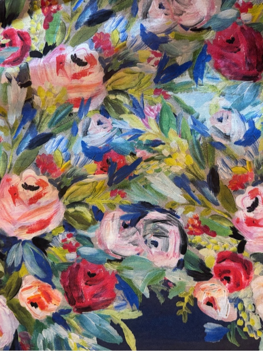 Johnny Was Silk Floral Button Front Top in Blue, Pink, Green - Picture 9 of 12